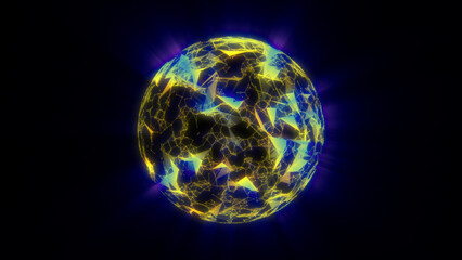 Virtual planet Earth with particles and lines. Network connection big data. Abstract technology background. 3D rendering