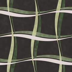 Watercolor Washed Out Curved Windowpane Check Pattern