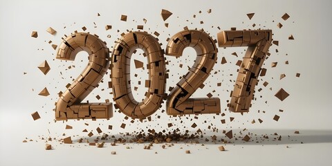 Crumbling Bronze 2027: Abstract New Year Design Concept for Festive Celebration