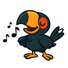 Cartoon toucan character sings music Toucan mascot illustrations