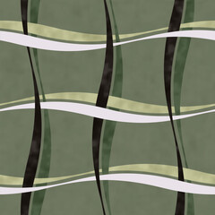 Watercolor Washed Out Curved Windowpane Check Pattern