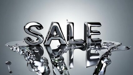 Metallic chrome sale text with melting liquid effect and reflective surface. 4K video - Powered by Adobe