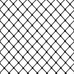A black and white image of a chain link fence
