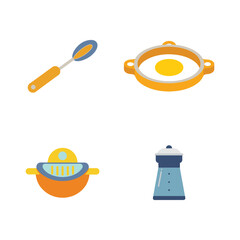 Colorful dessert preparation tools and baking essentials Vector illustration