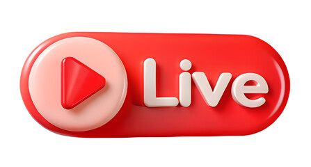 3d render illustration of isolated transparent live play button icon