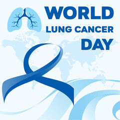 Design Vector World Lung Cancer Day August 1, Template Design Banner, Poster, and Card