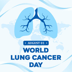 Design Vector World Lung Cancer Day August 1, Template Design Banner, Poster, and Card
