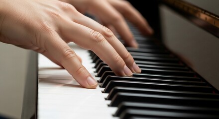 Fototapeta premium Hands delicately playing a piano keyboard