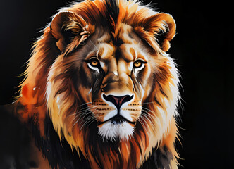 Naklejka premium Lion in a Stunning Kaleidoscope of Hues