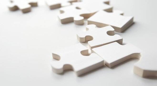 pile white jigsaw puzzle pieces white surface providing visual representation choose right puzzle piece busi