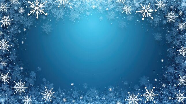 Blue and silver business greeting card with snowflakes, clean typography, professional vector style for banners and marketing.