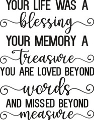 Cherished Memory A Treasured Life, Loved Beyond Words, Missed Beyond Measure