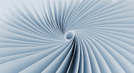 Abstract Swirling Vortex of Light Blue Paper Layers: 3D Render, Geometric, Background, Design