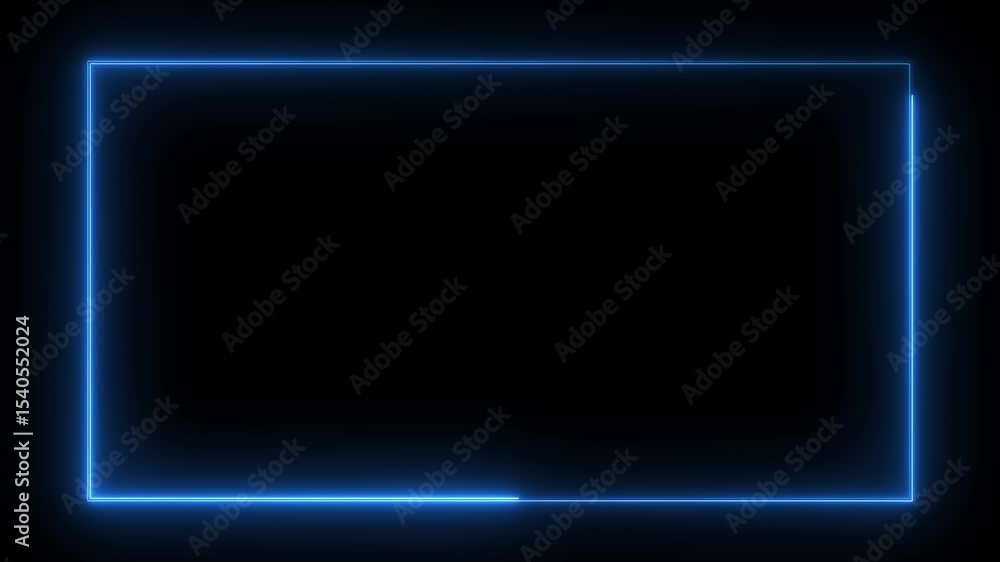 Poster glowing line frame web neon box pattern empty neon frame on black background.