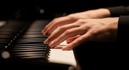 Fototapeta premium Pianists hands poised over keys