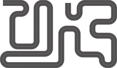Wavy Curved Road - Top View of Winding Asphalt Highway Elements for Game UI and Graphic Design Icons