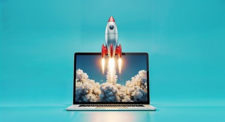 laptop with burning mizyle isolated on solid pale  background