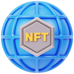 NFT Website 3d icon in cartoon plastic style minimal isolated on transparent white background, clipping path	
