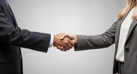 handshake between two business workers isolated on white background