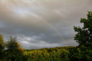 Rainbow with overcast sky