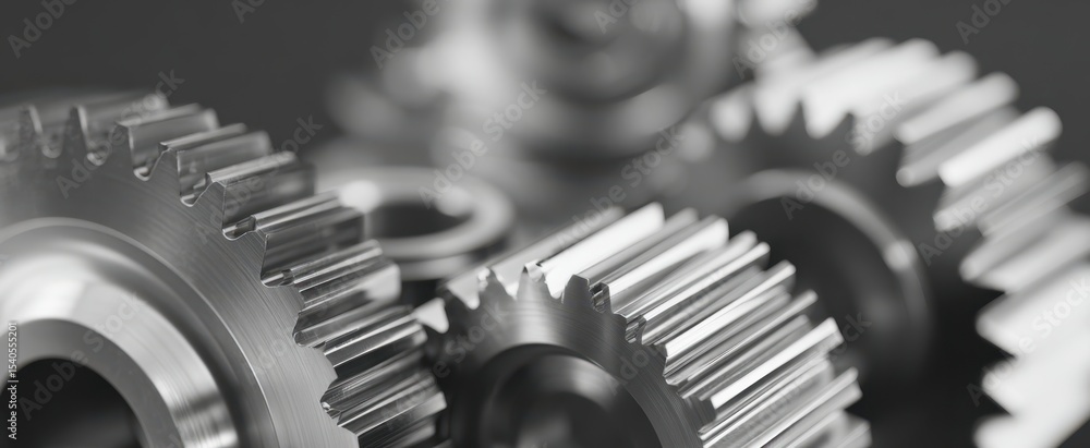 Poster the metallic gears showcasing intricate engineering and precision craftsmanship.