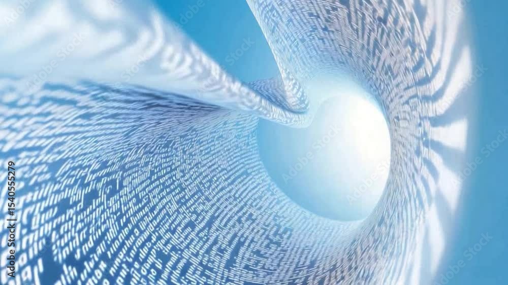 Poster Data Stream Vortex: Abstract image of swirling data forming a vortex, suggesting rapid data flow, digital transformation, and technological advancement.  