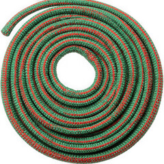 Coiled green and red rope spiral on transparent background