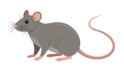 Gray Rat Illustration.