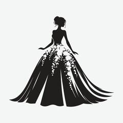 silhouette of wedding gown in bold black