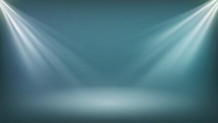Studio background with ray illuminated spotlights product presentation