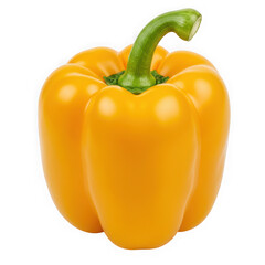 Yellow bell pepper close up shot on transparent background
