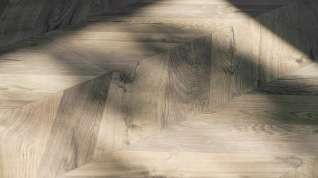 An elegant parquet floor design, illuminated by soft natural light, showcasing intricate patterns and details