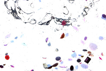 pink glitter, crystals and stones and bubbles in the water, beautiful original shiny background,...