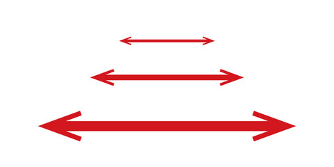Fototapeta premium Double headed red long arrow set. Dual sided red arrow icon. Vector Formats. Double ended red long arrow illustration. Red outline arrow.