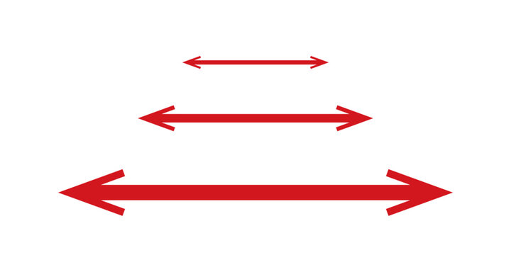 Double headed red long arrow set. Dual sided red arrow icon. Vector Formats. Double ended red long arrow illustration. Red outline arrow.