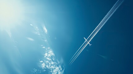 airplane tracks in the sky, airplane in the sky