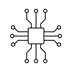 logic gates ic line art on white background