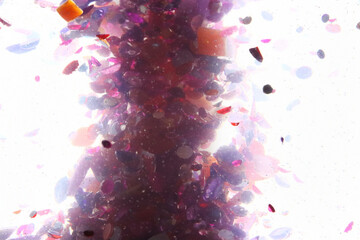 pink glitter, crystals and stones and bubbles in the water, beautiful original shiny background, glitter tornado