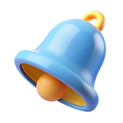 Fototapeta premium 3d render blue bell notification icon isolated on transparent background