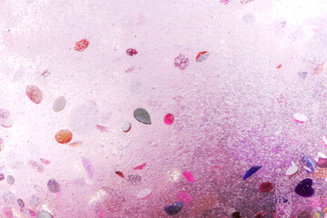 pink glitter, crystals and stones and bubbles in the water, beautiful original shiny background, glitter tornado