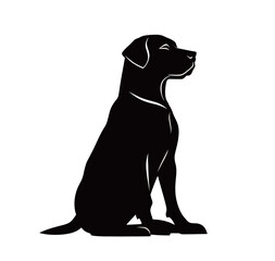 Silhouette of a sitting black Labrador Retriever dog