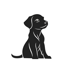 Illustration of a cute black puppy sitting gracefully.