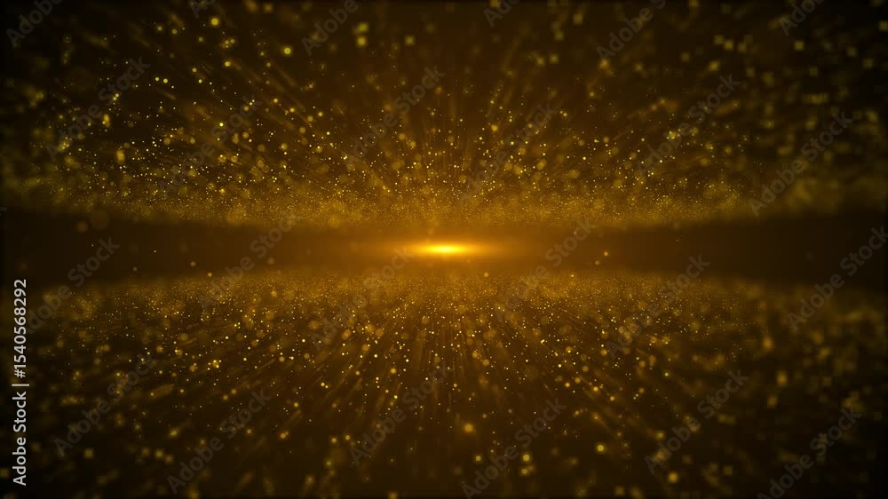 Poster explosion of golden bokeh lights. holiday motion background. glowing particle abstract luxury gold l