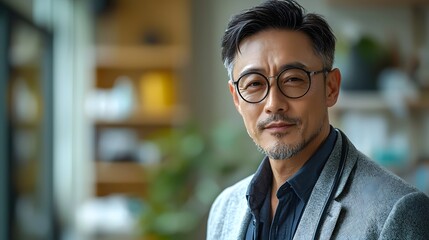 Obraz premium Thoughtful Asian psychiatrist analyzing case notes with deep