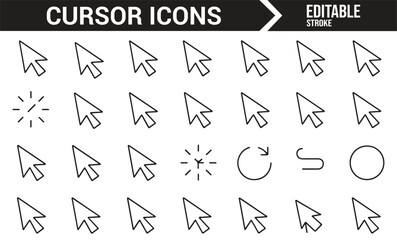 Set of Minimalist Mouse Cursors: Various Types of Pointers and Click Icons
