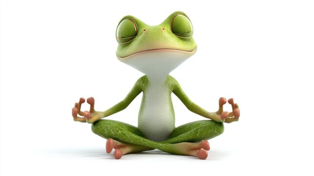 Cartoon frog doing yoga pose