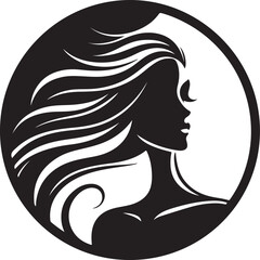 Modern Woman Head Silhouette – Elegant Beauty Vector

Graceful Lady Silhouette with Long Hair – Fashion Vector Art

Minimalist Woman Profile Silhouette Inside Circle Frame

