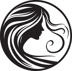 Graceful Lady Silhouette with Long Hair – Fashion Vector Art

