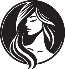 Graceful Lady Silhouette with Long Hair – Fashion Vector Art

