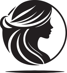 Graceful Lady Silhouette with Long Hair – Fashion Vector Art

